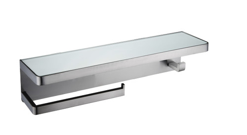 Lexora Bagno Bianca Stainless Steel White Glass Shelf w/ Towel Bar & Robe Hook - Gun Metal