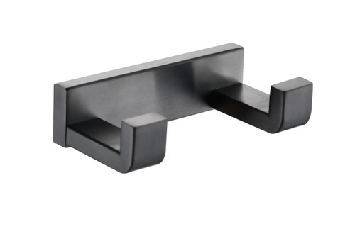 Lexora Bagno Bianca Stainless Steel Double Robe Hook - Gun Metal