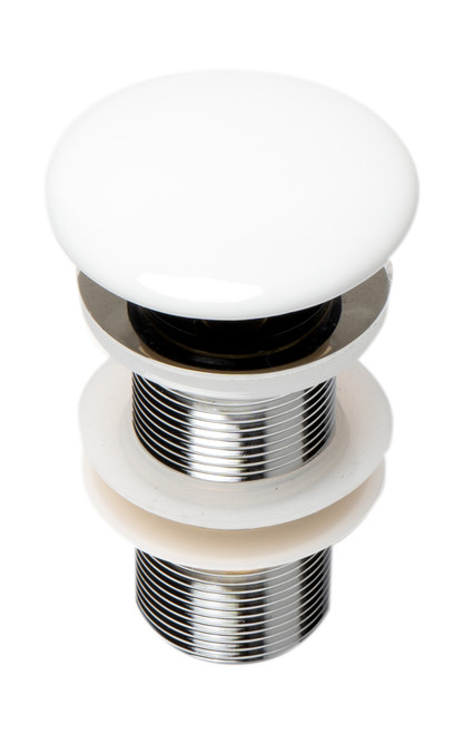ALFI White Ceramic Mushroom Top Pop Up Drain for Sinks without Overflow - AB8055-W