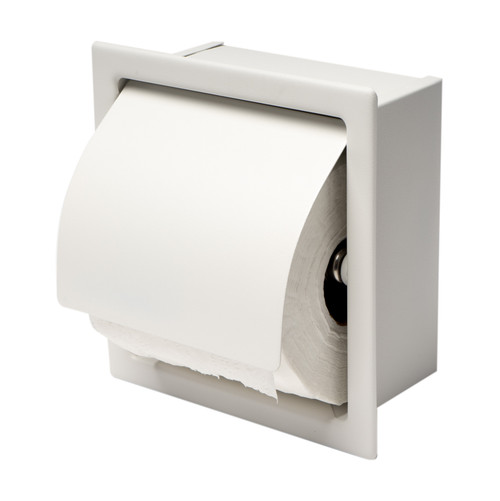 ALFI White Matte Stainless Steel Recessed Toilet Paper Holder with Cover - ABTPC77-W