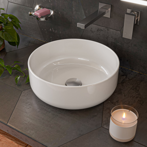 ALFI White 15" Round Above Mount Ceramic Sink - ABC907-W