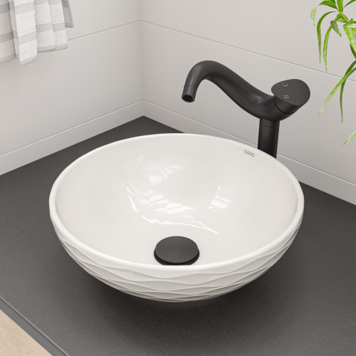 ALFI White 17" Decorative Round Vessel Above Mount Ceramic Sink - ABC909