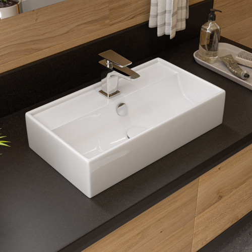 Alfi ABC122 White 22" x 12" Rectangular Wall Mounted Ceramic Sink with Faucet Hole