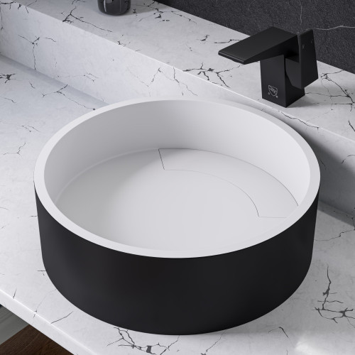 Alfi Black Matte 15" Round Solid Surface Resin Sink