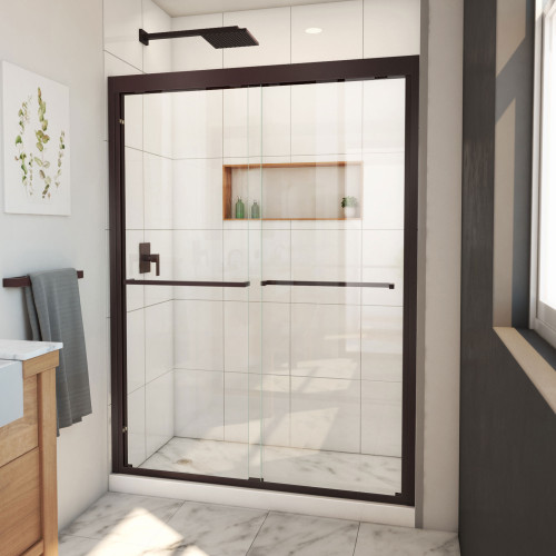 DreamLine Duet Plus 50-54 in. W x 72 in. H Semi-Frameless Bypass Sliding Shower Door in Oil Rubbed Bronze