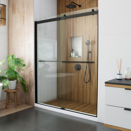 DreamLine Sapphire 56-60 in. W x 76 in. H Semi-Frameless Bypass Shower Door in Satin Black