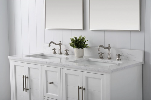 Vanity Art VA5054-W White 54 Inch Bathroom Vanity with two Bowl ...