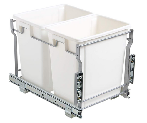 Laurey 90101 20L Double Bottom Mount Pull-Out Waste Bin w Door Mounting Kit
