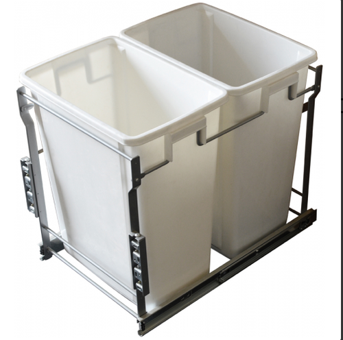 Laurey 35L Double-Bottom Mount- Pull-Out Waste Bin w Door Mounting Kit - 90103