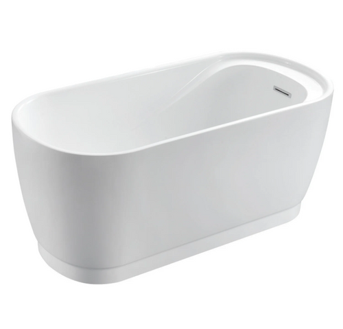 Kingston Brass VTOV592925S Aqua Eden 59 Inch Acrylic Freestanding Tub with Seat and Drain, Glossy White