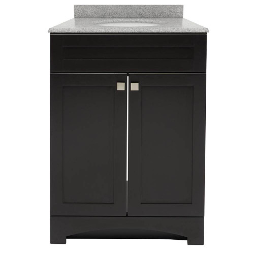 Foremost MXBVT2522-RG Monterrey 25" Black Coffee Vanity With Rushmore Grey Granite Counter Top With White Sink