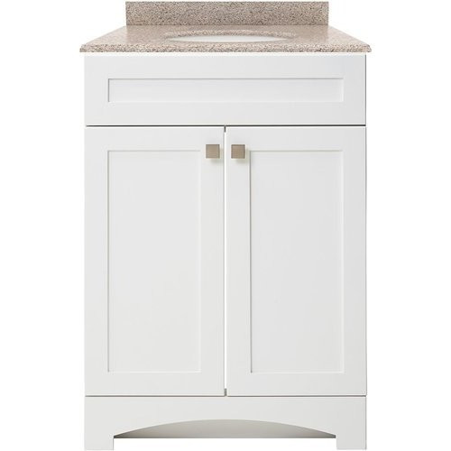 Foremost MXWVT2522-MB Monterrey 25" Flat White Vanity With Mohave Beige Granite Counter Top With White Sink