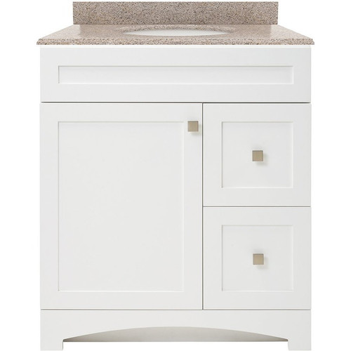 Foremost MXWVT3122-MB Monterrey 31" Flat White Vanity With Mohave Beige Granite Counter Top With White Sink