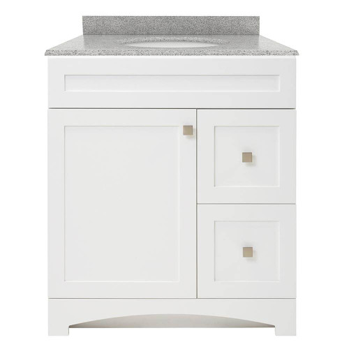 Foremost MXWVT3122-RG Monterrey 31" Flat White Vanity With Rushmore Grey Granite Counter Top With White Sink