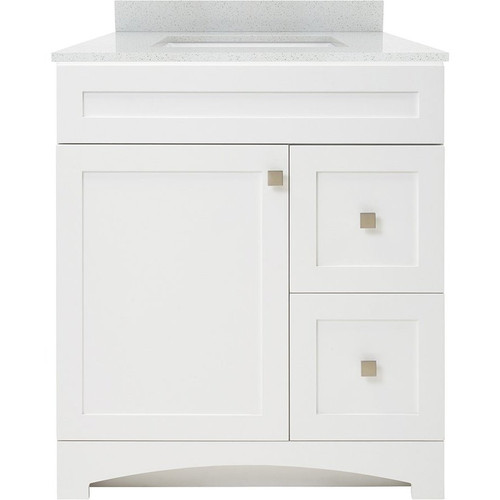 Foremost MXWVT3122-SWR Monterrey 31" Flat White Vanity With Silver Crystal White Engineered Stone Counter Top With White Sink