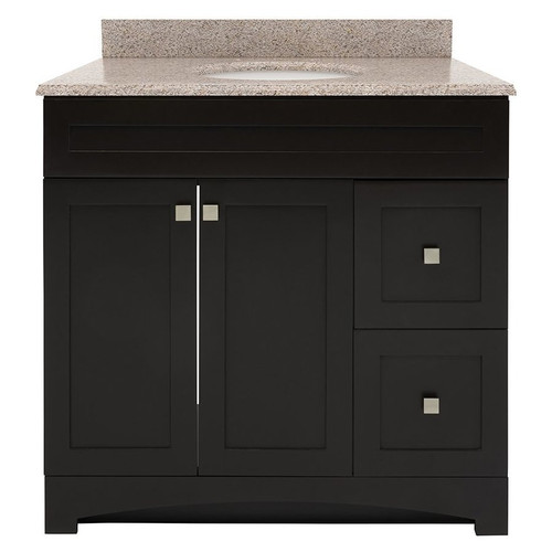 Foremost MXBVT3722-MB Monterrey 37" Black Coffee Vanity With Mohave Beige Granite Counter Top With White Sink