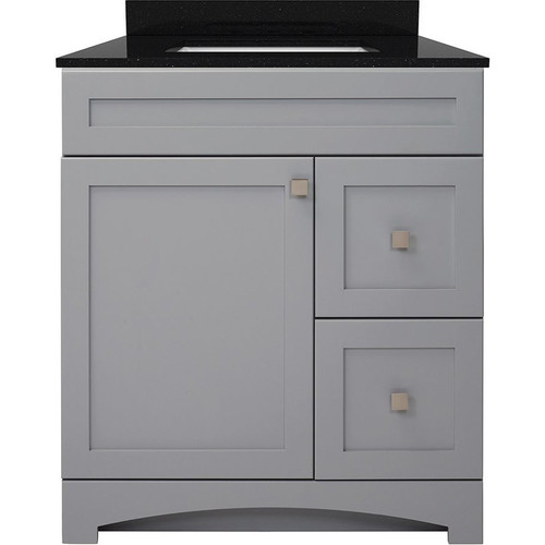 Foremost MXGVT3122-BGR Monterrey 31" Cool Grey Vanity With Black Galaxy Granite Counter Top With White Sink