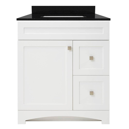 Foremost MXWVT3122-BGR Monterrey 31" Flat White Vanity With Black Galaxy Granite Counter Top With White Sink