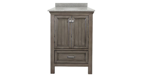 Foremost BAGVT2522D-RG Brantley 25" Distressed Grey Vanity With Rushmore Grey Granite Counter Top With White Sink