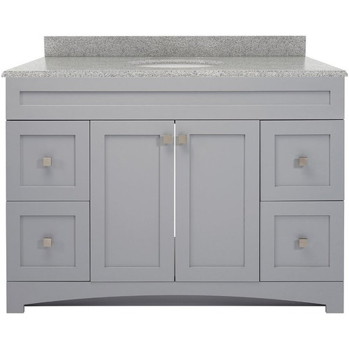 Foremost MXGVT4922-RG Monterrey 49" Cool Grey Vanity With Rushmore Grey Granite Counter Top With White Sink