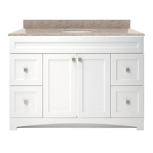 Foremost MXWVT4922-MB Monterrey 49" Flat White Vanity With Mohave Beige Granite Counter Top With White Sink