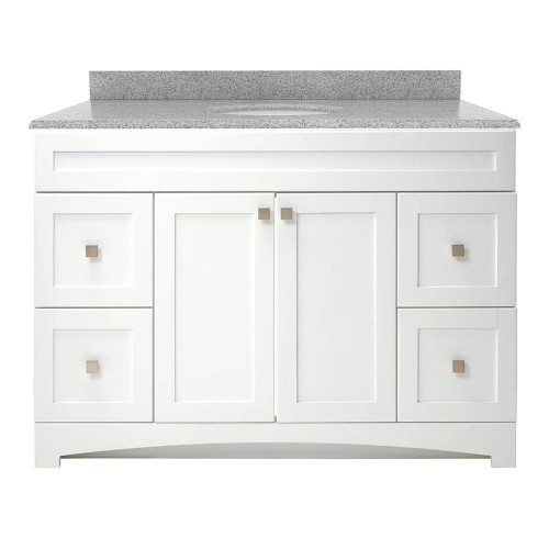 Foremost MXWVT4922-RG Monterrey 49" Flat White Vanity With Rushmore Grey Granite Counter Top With White Sink