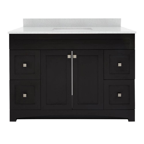 Foremost MXBVT4922-SWR Monterrey 49" Black Coffee Vanity With Silver Crystal White Engineered Stone Counter Top With White Sink