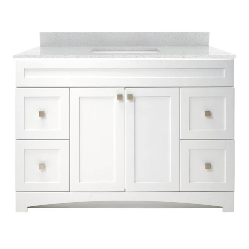 Foremost MXWVT4922-SWR Monterrey 49" Flat White Vanity With Silver Crystal White Engineered Stone Counter Top With White Sink