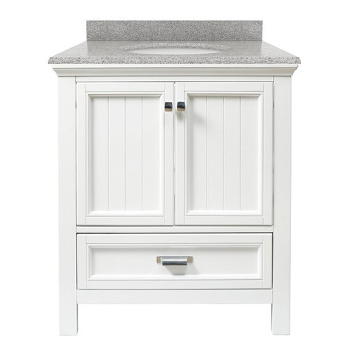 Foremost BAWVT3122D-RG Brantley 31" White Vanity With Rushmore Grey Granite Counter Top With White Sink