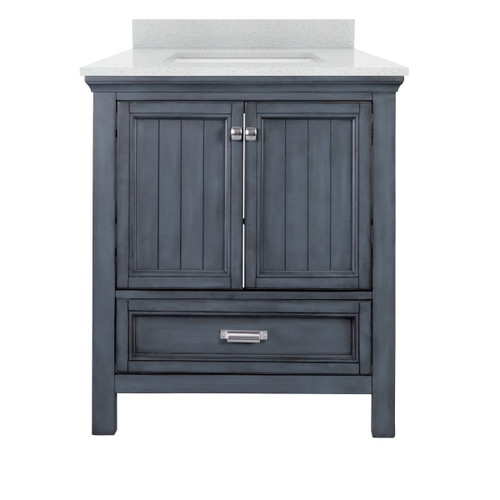 Foremost BABVT3122D-SWR Brantley 31" Harbor Blue Vanity With Silver Crystal White Es Counter Top With White Sink