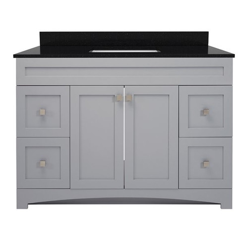 Foremost MXGVT4922-BGR Monterrey 49" Cool Grey Vanity With Black Galaxy Granite Counter Top With White Sink