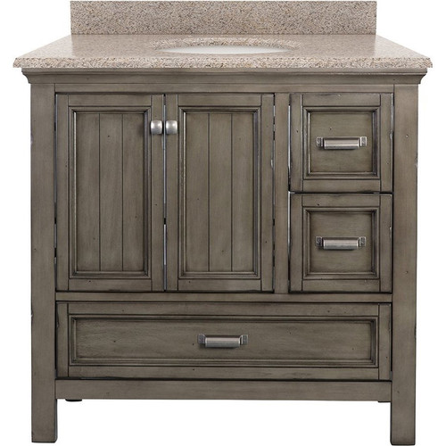 Foremost BABVT3722D-MB Brantley 37" Harbor Blue Vanity With Mohave Beige Granite Counter Top With White Sink