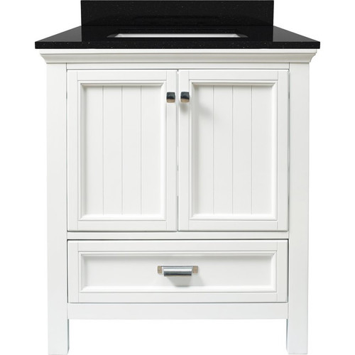 Foremost BAWVT3122D-BGR Brantley 31" White Vanity With Black Galaxy Granite Counter Top With White Sink