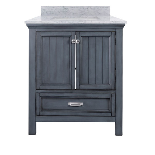 Foremost BABVT3122D-CWR Brantley 31" Harbor Blue Vanity With Carrara White Marble Counter Top With White Sink