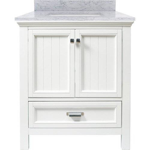 Foremost BAWVT3122D-CWR Brantley 31" White Vanity With Carrara White Marble Counter Top With White Sink