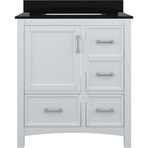 Foremost EHWVT3122D-BGR Everleigh 31" White Vanity With Black Galaxy Granite Counter Top With White Sink