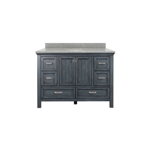 Foremost BABVT4922D-RG Brantley 49" Harbor Blue Vanity With Rushmore Grey Granite Counter Top With White Sink