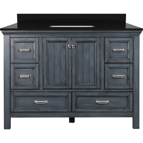 Foremost BABVT4922D-BGR Brantley 49" Harbor Blue Vanity With Black Galaxy Granite Counter Top With White Sink