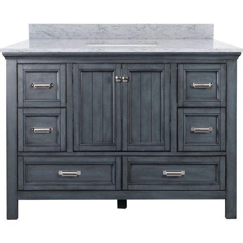 Foremost BABVT4922D-CWR Brantley 49" Harbor Blue Vanity With Carrara White Marble Counter Top With White Sink
