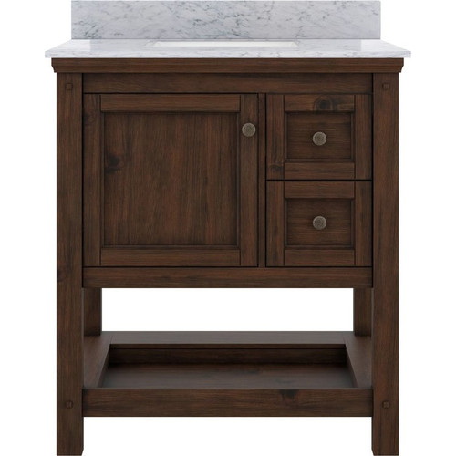 Foremost  SXMVT3122D-CWR Shay 31" Rustic Mango Vanity Cabinet with Carrara White Marble Sink Top