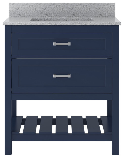 Foremost  LSBVT3122D-QGG Lawson 31" Aegean Blue Vanity Cabinet with Galaxy Gray Quartz Sink Top