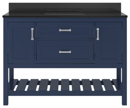 Foremost  LSBVT4922D-BGR Lawson 49" Aegean Blue Vanity Cabinet with Black Galaxy Granite Sink Top