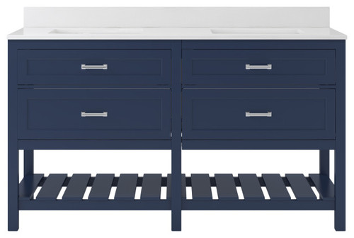 Foremost  LSBVT6122D-QSW Lawson 61" Aegean Blue Vanity Cabinet with Snow White Quartz Sink Top