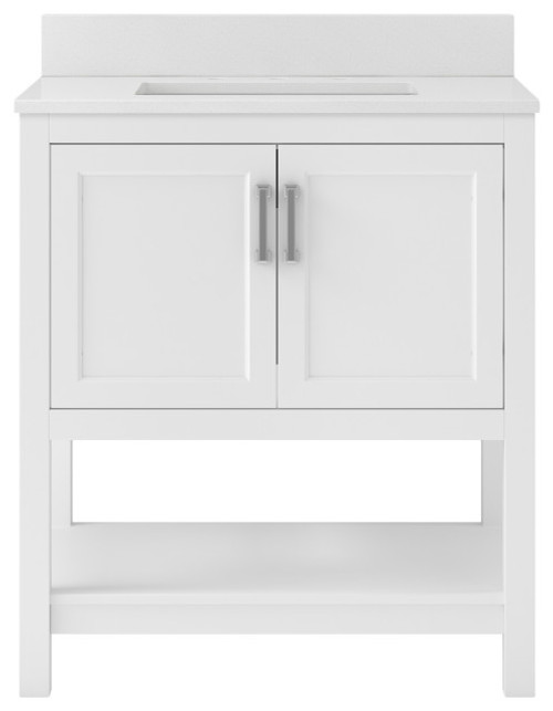 Foremost  HOWVT3122-QSW Hollis 31" White Vanity Cabinet with Snow White Quartz Sink Top