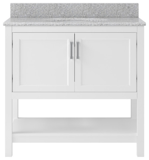 Foremost  HOWVT3722-RG Hollis 37" White Vanity Cabinet with Rushmore Grey Granite Sink Top