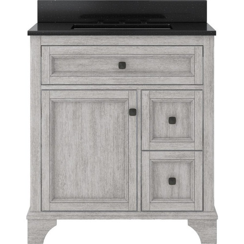 Foremost  EBGVT3122D-SWR Ellery 31" Vintage Grey Vanity Cabinet with Silver Crystal White  Engineered Stone Sink Top