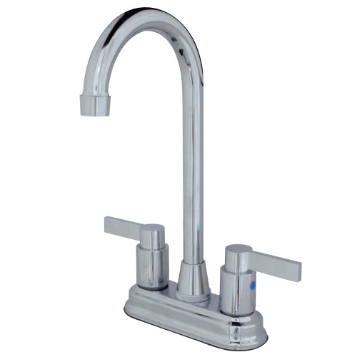 Kingston Brass KB8491NDL NuvoFusion 4" Centerset Two Handle Bar Faucet, Polished Chrome