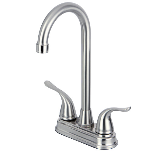 Kingston Brass KB2498YL Two Handle 4-inch Centerset Bar Faucet, Brushed Nickel