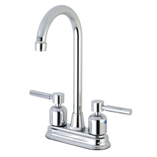 Kingston Brass Concord FB491DL Two Handle High-Arch Spout Bar Faucet, Polished Chrome