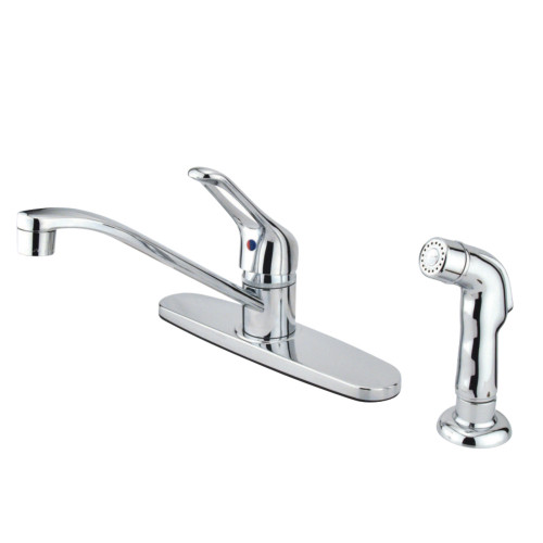 Kingston Brass FB562SP Wyndham Single Handle 8-Inch Centerset Kitchen Faucet with Sprayer, Polished Chrome